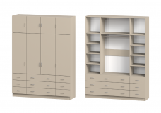 Шкаф 4-дверный с антресолью, 6 мал. и 3 больш. ящиками